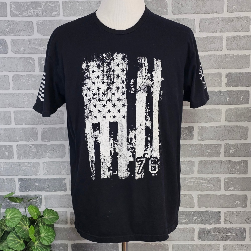 Grunt Style Graphic T-Shirt Take No Prisoners American Flag Patriotic 76 Mens XL